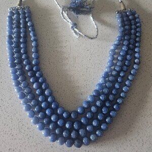 4 Rows blue beads necklace formal wedding bridal suitable for work
